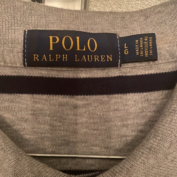 Grey and navy blue striped Polo shirt. - Picture 2 of 3